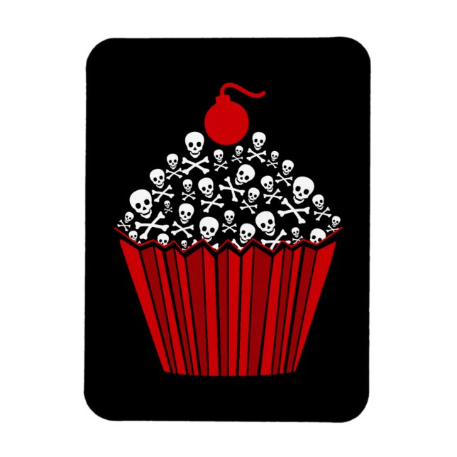 Skull Cupcake Magnet (Vertical)