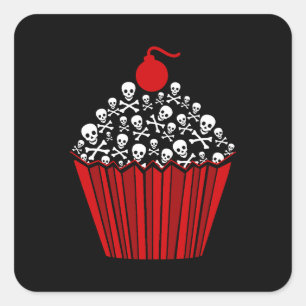 Skull Cupcake Square Sticker