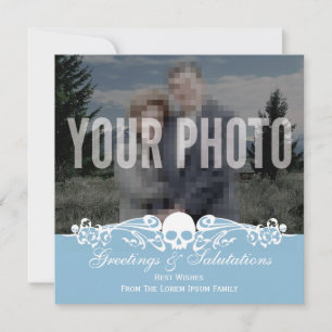 Skull Custom Photo Winter Blue Card