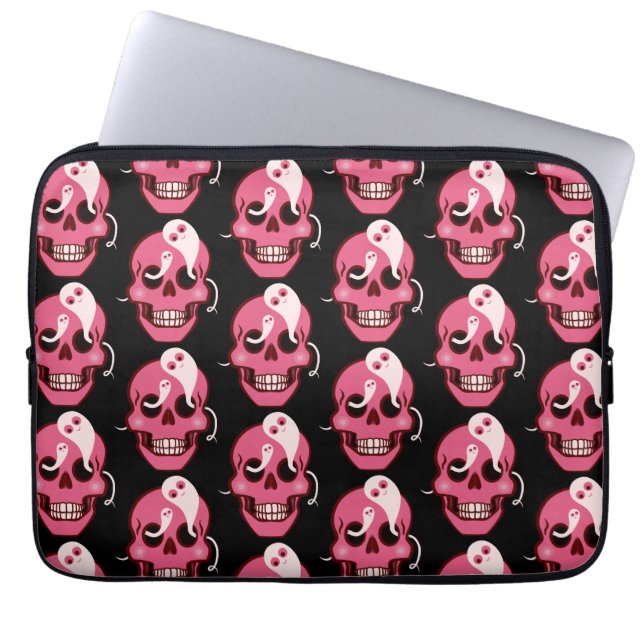 Skull Cute Goth Halloween Pattern Laptop Sleeve (Front)