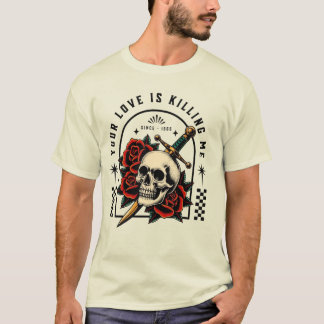 Skull Dagger Rose Tee – Love Hurts