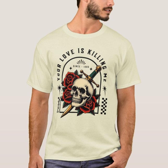 Skull Dagger Rose Tee – Love Hurts (Front)