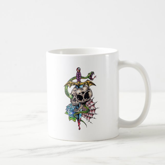 Skull & Dagger Tattoo Coffee Mug (Right)