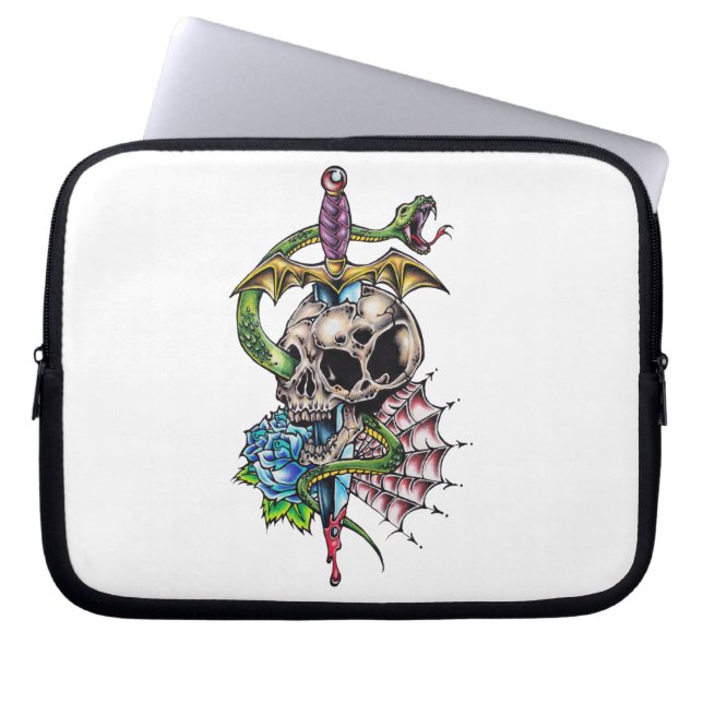 Skull & Dagger Tattoo Laptop Sleeve (Front)