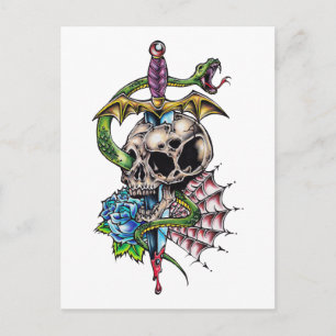 Skull & Dagger Tattoo Postcard