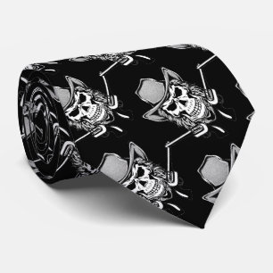 Skull Dead Cowboy Lawman Country Western Tie