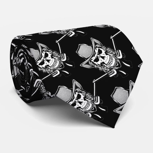 Skull Dead Cowboy Lawman Country Western Tie (Rolled)