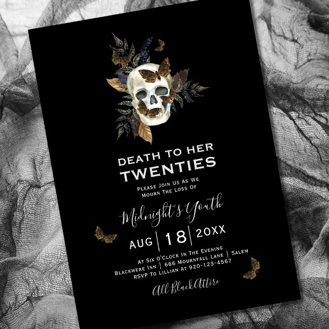Skull Death To Her Twenties 30th Birthday Invitation (Creator Uploaded)