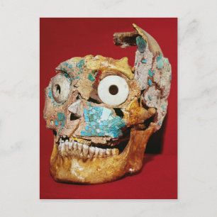 Skull decorated with a mosaic in turquoise postcard
