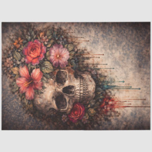 Skull Decoupage Paper Gothic Floral Furniture