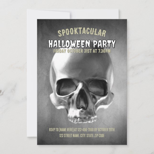 Skull design. Black and white Invitation (Front)