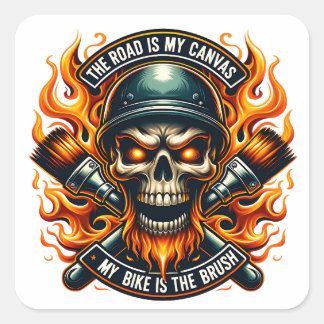 Skull Design: Motorcycle Culture Inspired Square Sticker