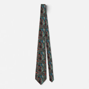 Skull design on abstract tie