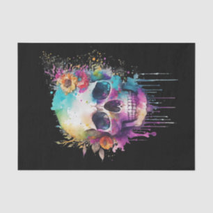 Skull design with colourful splatters tissue paper