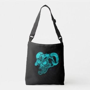 Skull Devil Head Black and Green Design Crossbody Bag
