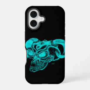 Skull Devil Head Black and Green Design iPhone 16 Case