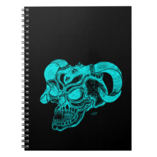 Skull Devil Head Black and Green Design Notebook