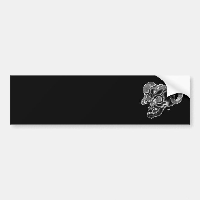 Skull Devil head Black and white Design Bumper Sticker (Front)
