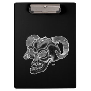 Skull Devil head Black and white Design Clipboard