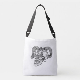 Skull Devil Head Black and White Design Crossbody Bag