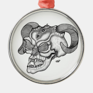 Skull Devil head Black and white Design Metal Tree Decoration