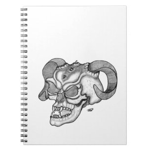 Skull Devil head Black and white Design Notebook