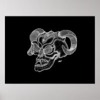 Skull Devil Head Black and White Design