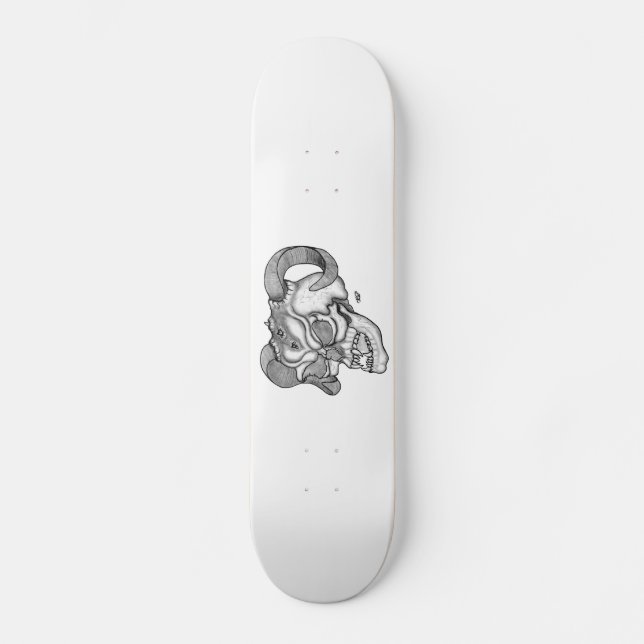 Skull Devil Head Black and White Design Skateboard (Front)