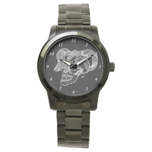 Skull Devil Head Black and White Design Watch