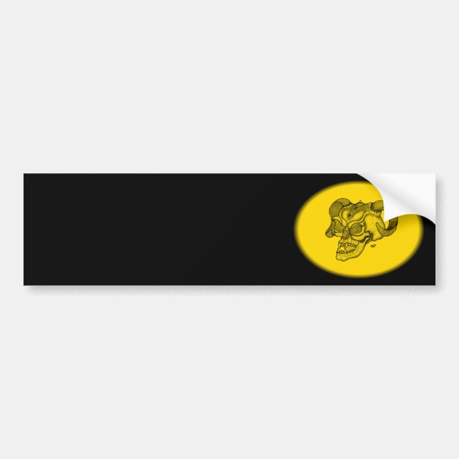 Skull Devil Head Black and Yellow Design Bumper Sticker (Front)
