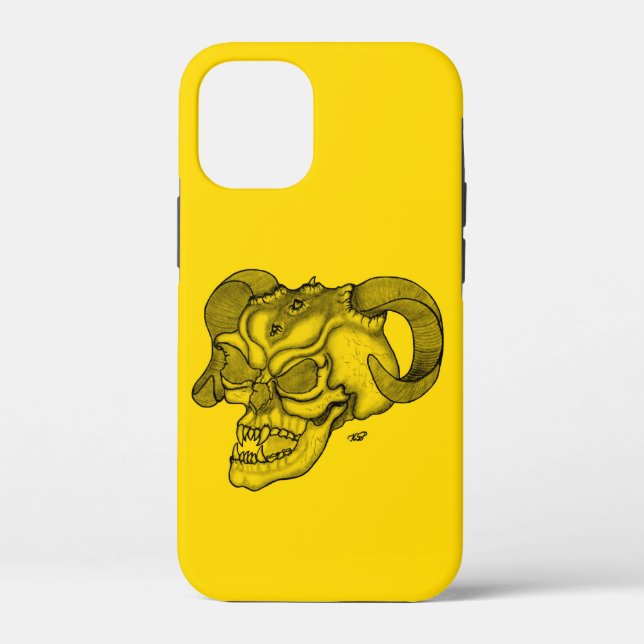 Skull Devil Head Black and Yellow Design Case-Mate iPhone Case (Back)