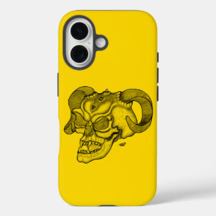Skull Devil head Black and Yellow Design iPhone 16 Case
