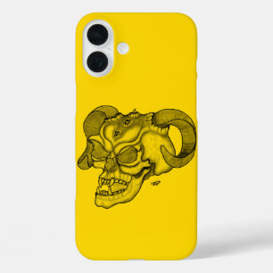 Skull Devil head Black and Yellow Design iPhone 16 Plus Case