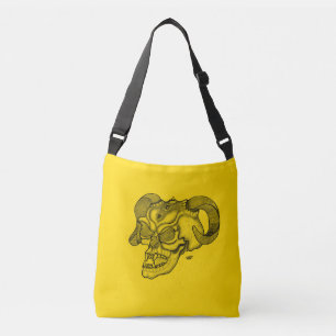 Skull Devil Head Black and Yellow Design Crossbody Bag