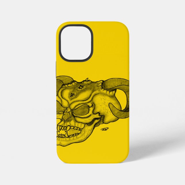 Skull Devil Head Black and Yellow Design iPhone Case (Back)