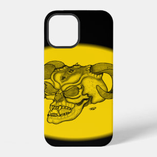 Skull Devil Head Black and Yellow Design iPhone 12 Case