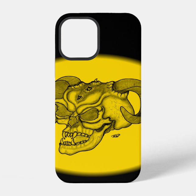 Skull Devil Head Black and Yellow Design iPhone Case (Back)