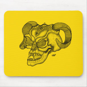 Skull Devil head Black and Yellow Design Mouse Pad