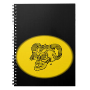 Skull Devil Head Black and Yellow Design Notebook