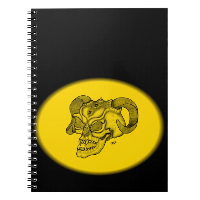 Skull Devil Head Black and Yellow Design Notebook (Front)