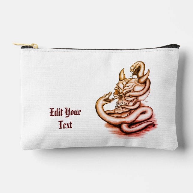 Skull - Devil Head with Snake Accessory Pouch (Front)