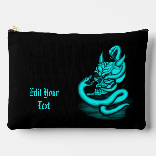 Skull - Devil Head with Snake Accessory Pouch (Front)