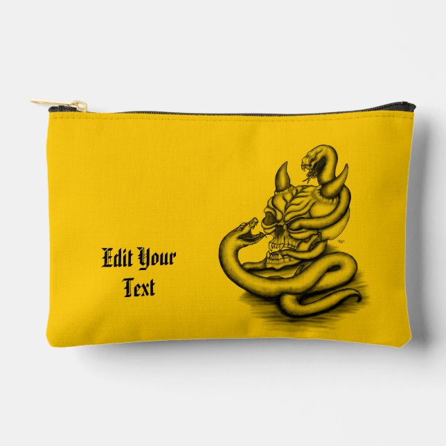 Skull - Devil Head with Snake Accessory Pouch (Front)