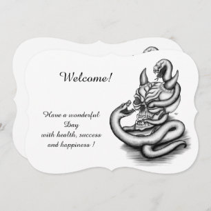 Skull - Devil Head with Snake , Add Your Text Invitation