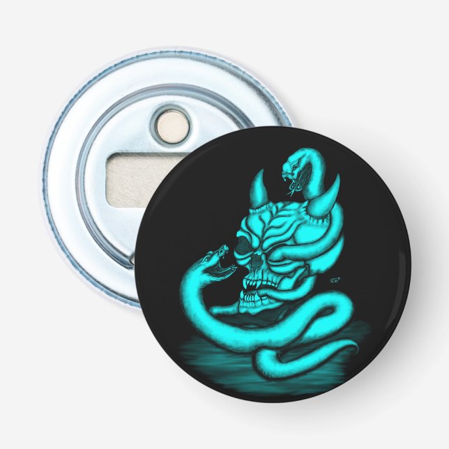 Skull - Devil Head with Snake Bottle Opener (Front)