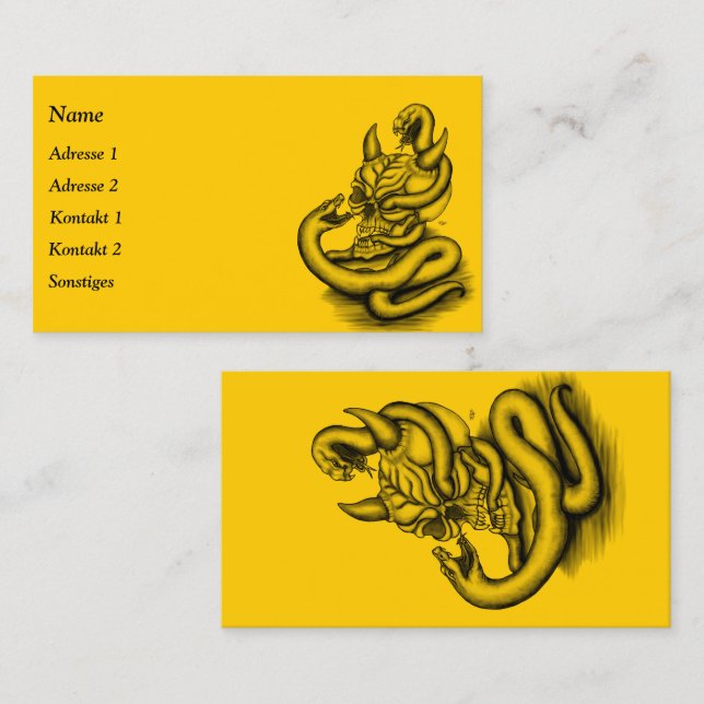 Skull - Devil Head with Snake Business Card (Front/Back)