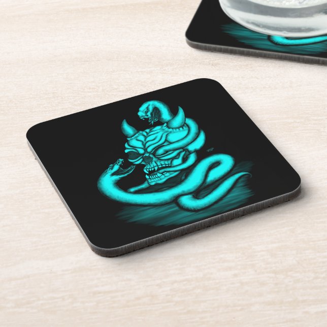 Skull - Devil Head with Snake Coaster (Left Side)