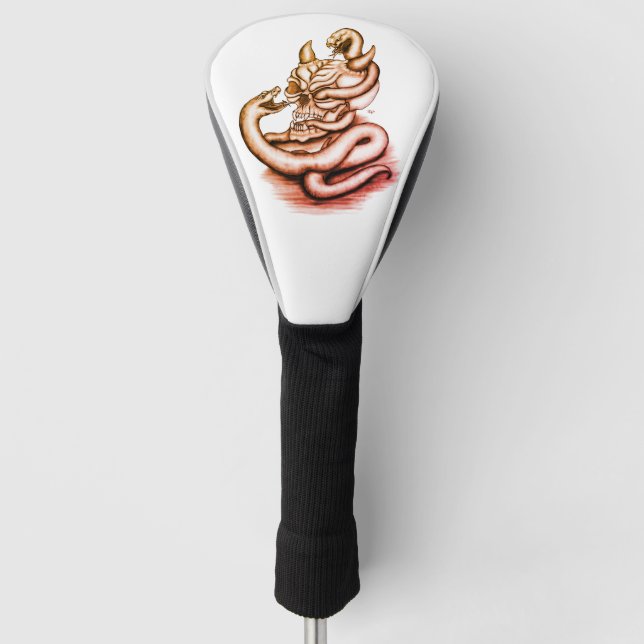 Skull - Devil Head with Snake Golf Head Cover (Front)