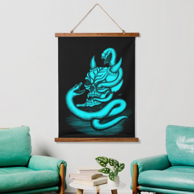 Skull - Devil Head with Snake Hanging Tapestry (Living Room)