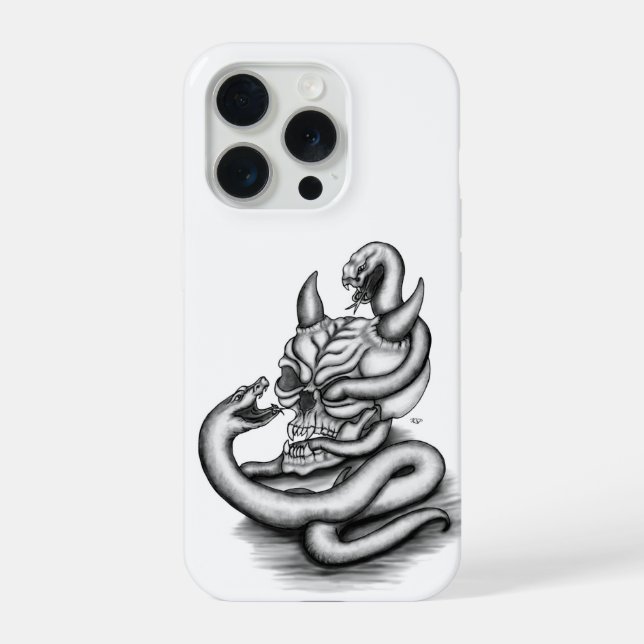 Skull - Devil Head with Snake iPhone Case (Back)
